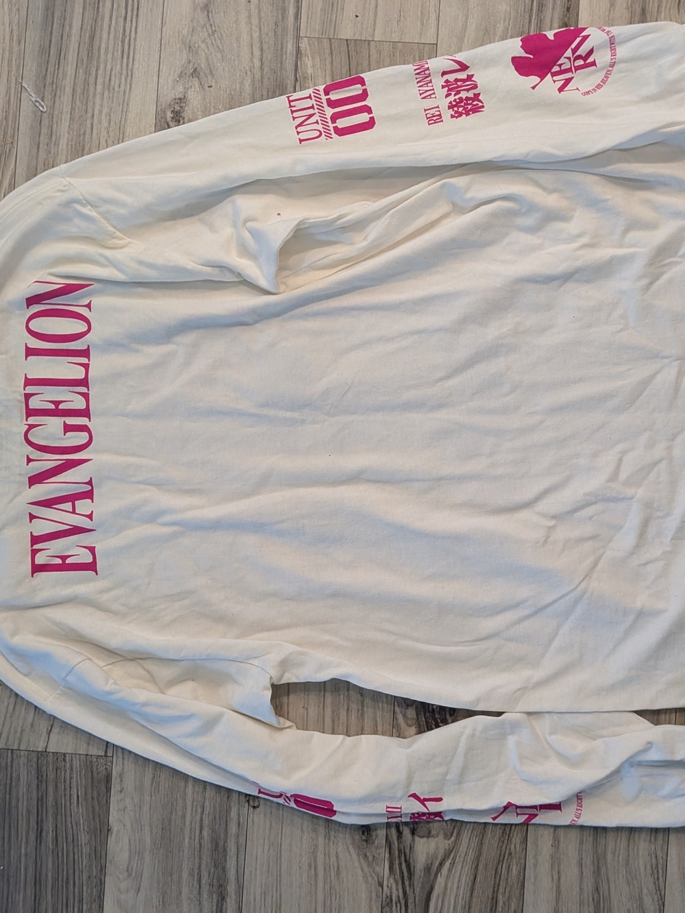 Atsuko White Long-Sleeve Graphic Tee with Pink & Blue Anime Print Large - Picture 7 of 10